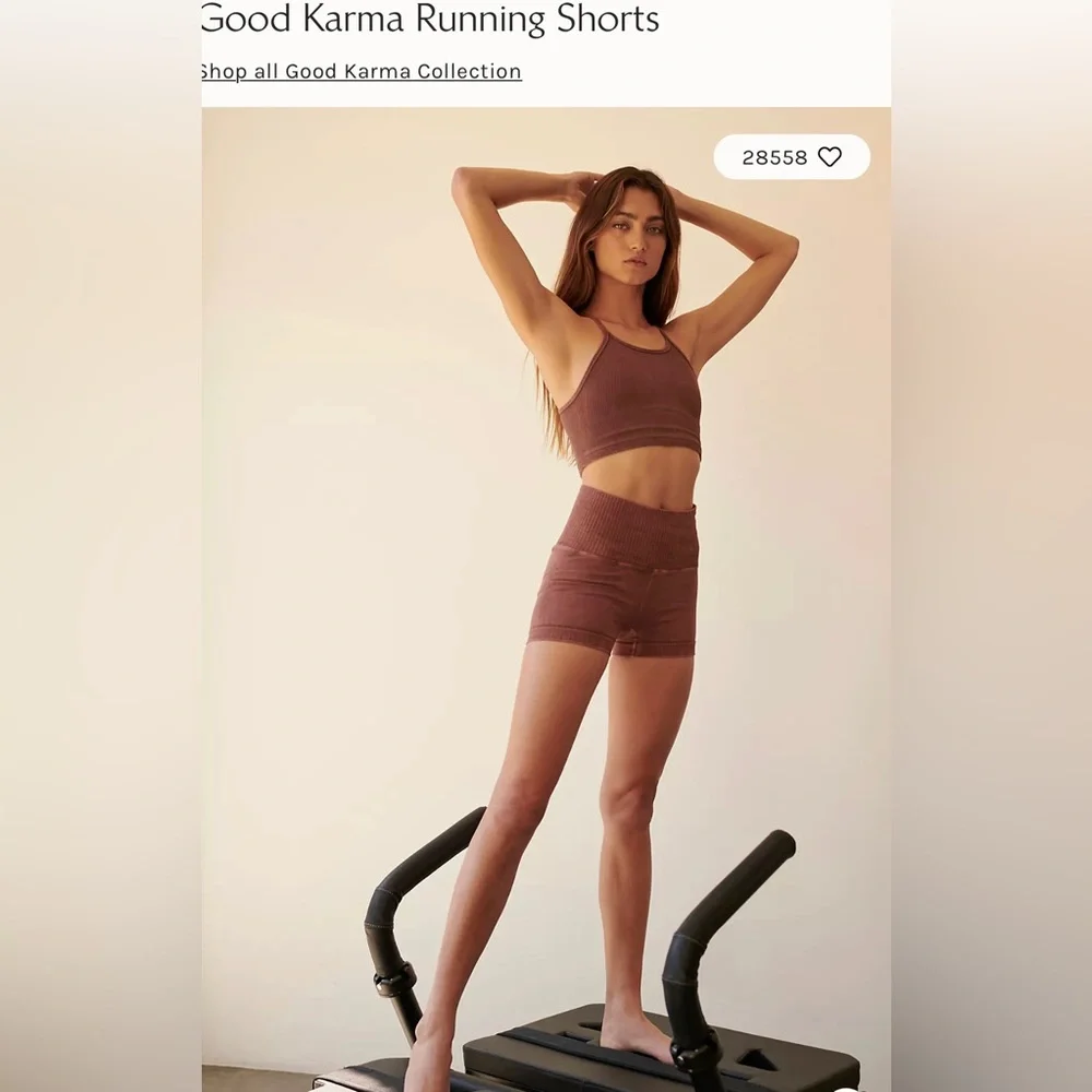 Free People Good Karma Running Shorts Nutmeg Size XS/S NWOT $48 - Picture 3 of 9